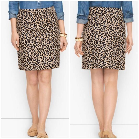 Talbots Canvas A-Line Skirt size 4 Cheetah Print - Picture 2 of 9
